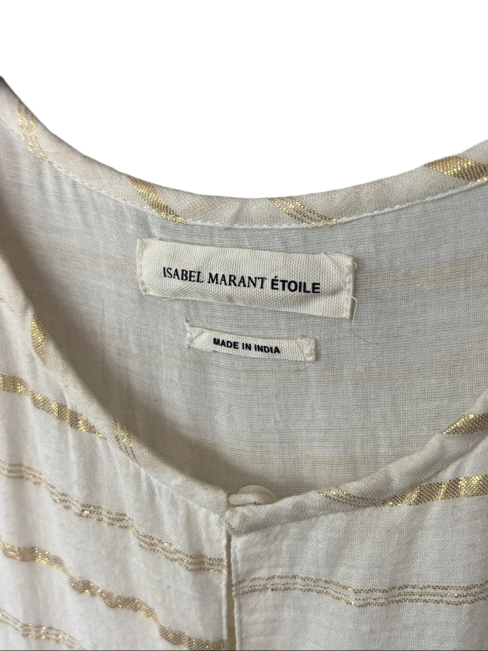 Isabel Marant Étoile Cream Gold Metallic Stripe Maxi Dress Boho Luxe size S - Picture 6 of 13